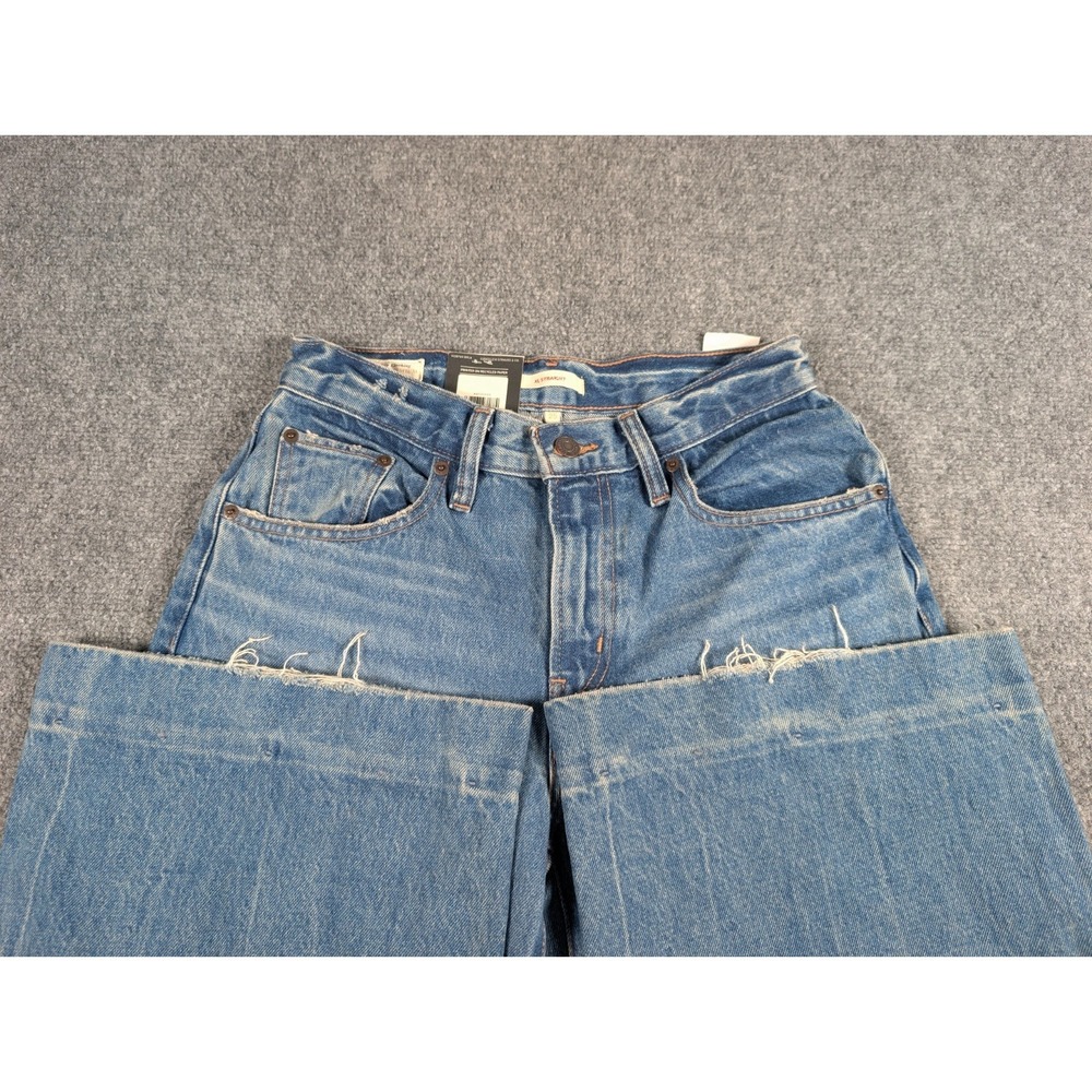 Levis Premium XL Straight Jeans Womens 25/31 Med Wash Wide Leg NWT - Picture 3 of 12